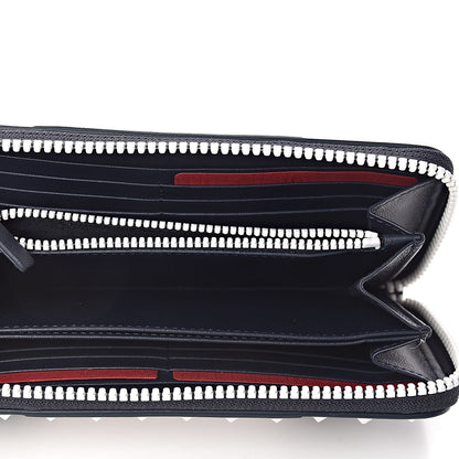 Valentino Garavani Vitello Colorblock Free Rockstud Zip Around Wallet Marine White 5 of 6