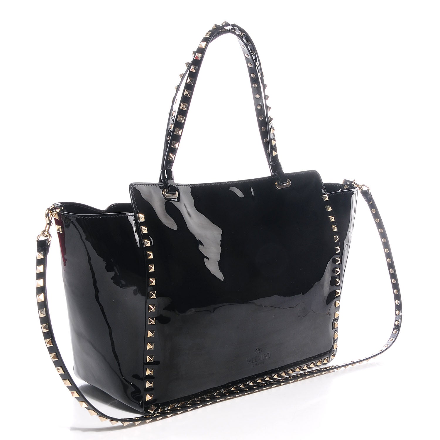 Valentino Garavani Patent Medium Rockstud Tote Black 3 of 9