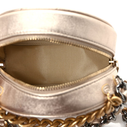 Chanel Metallic Lambskin Quilted Chanel 19 Round Clutch With Chain Gold 5 of 9