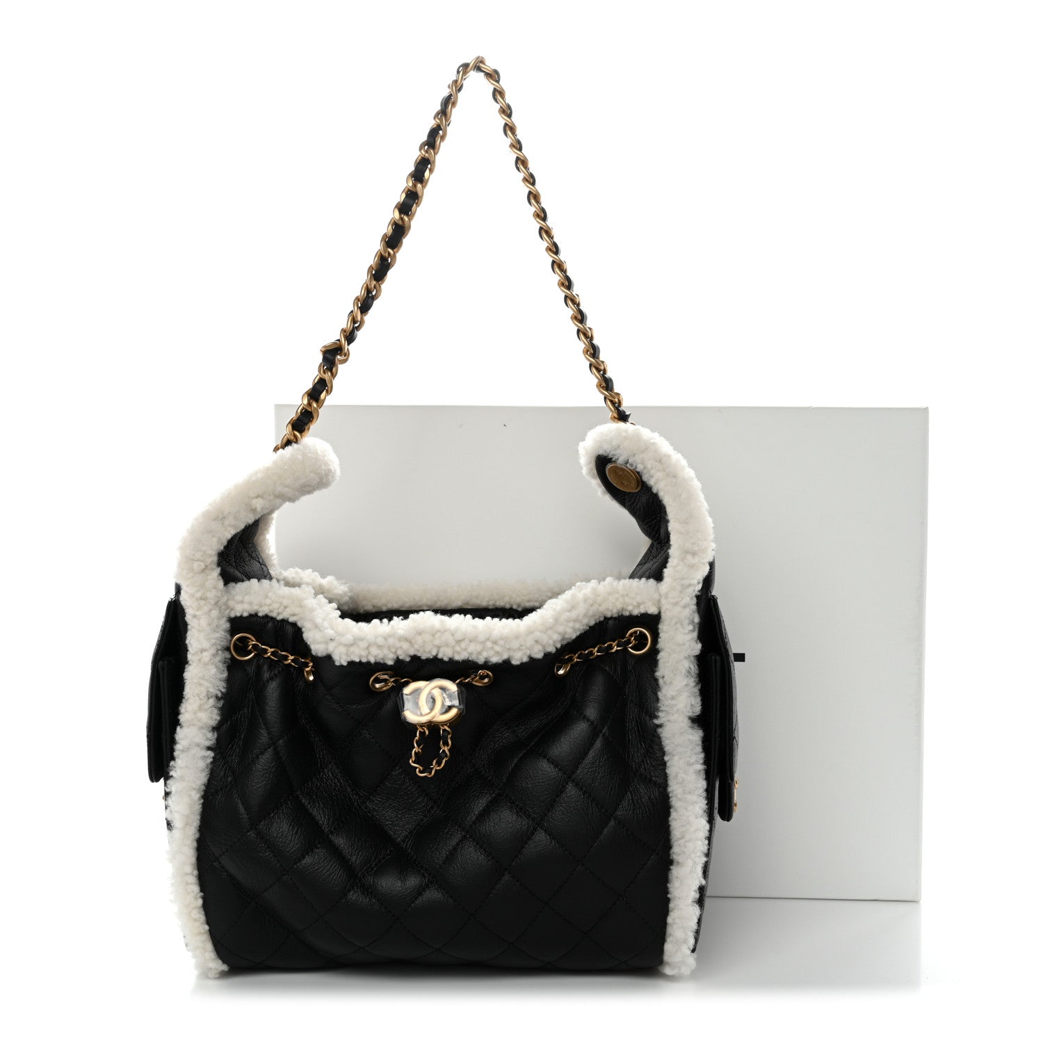 Chanel Crumpled Sheepskin Shearling Quilted Small Chanel 25