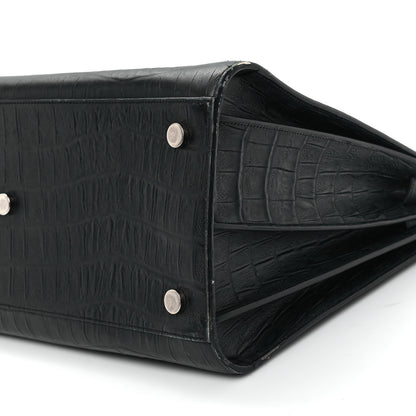 Saint Laurent Calfskin Crocodile Embossed Large Sac De Jour Carryall Black 11 of 13