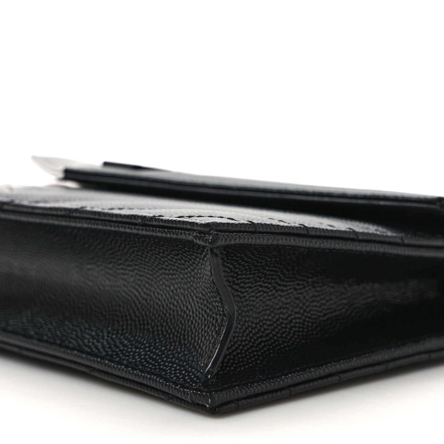 Grain De Poudre Matelasse Chevron Monogram Monochrome Envelope Chain Wallet Black