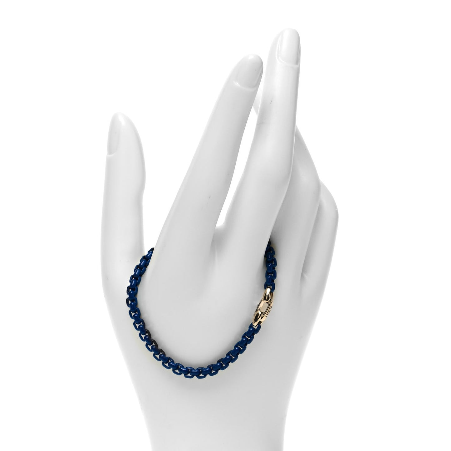 Stainless Steel 14K Yellow Gold Acrylic Bel Aire 4mm Chain Bracelet Navy
