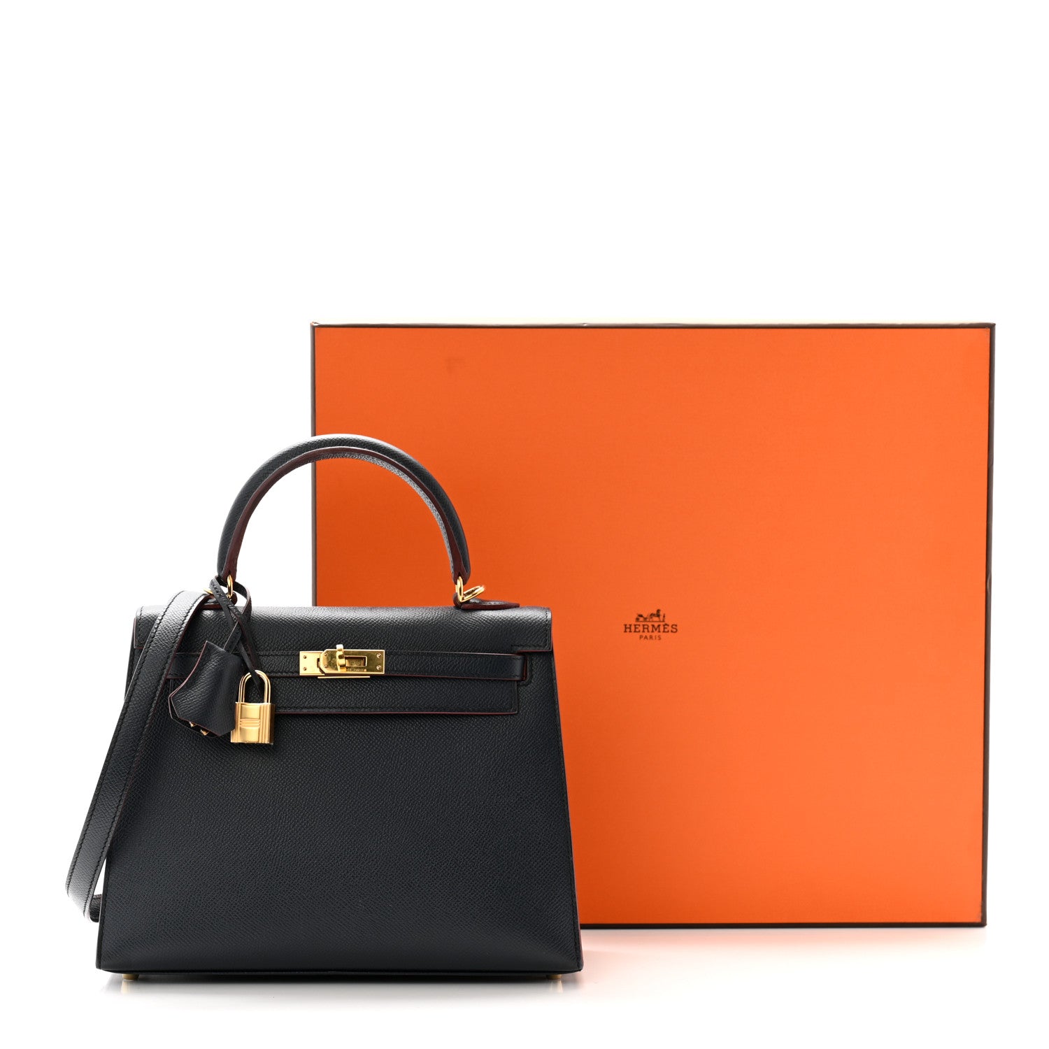 Hermes Epsom Contour Kelly Sellier 25 Bleu Indigo Rouge H 13 of 13