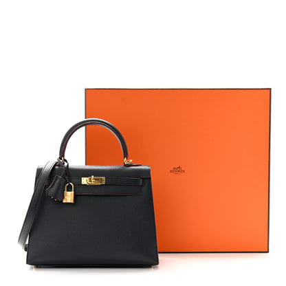 Hermes Epsom Contour Kelly Sellier 25 Bleu Indigo Rouge H 13 of 13