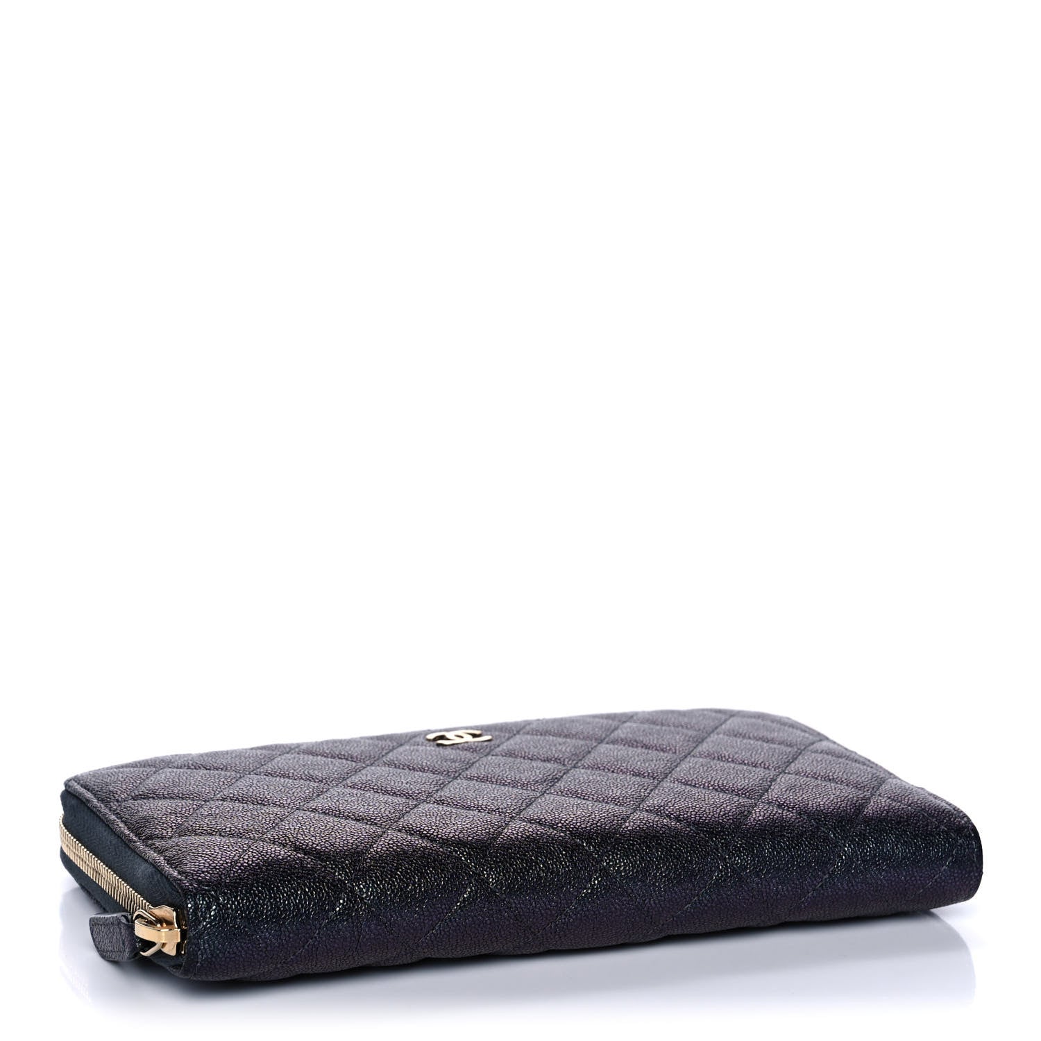 Chanel Iridescent Caviar Quilted Long Zip Around Wallet Black 4 of 14