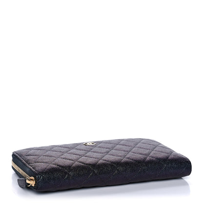 Chanel Iridescent Caviar Quilted Long Zip Around Wallet Black 4 of 14