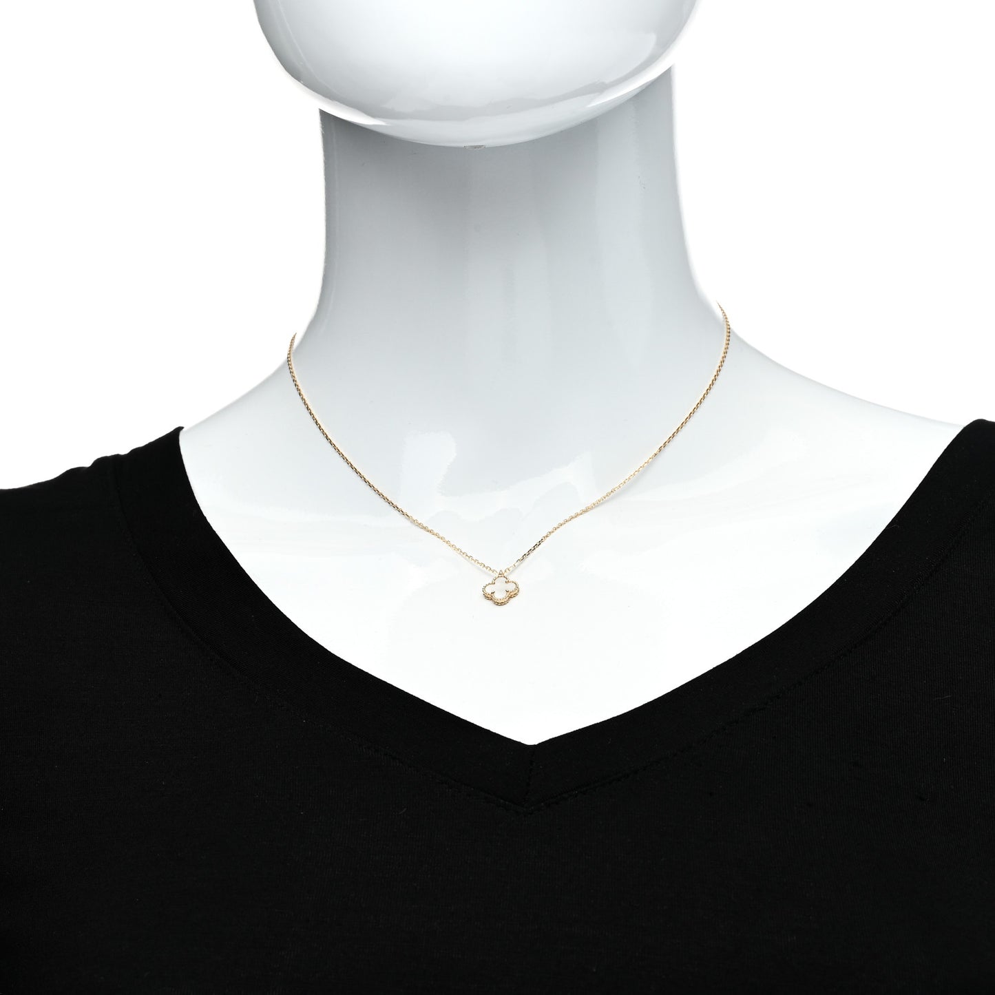 18K Yellow Gold Mother of Pearl Sweet Alhambra Pendant Necklace
