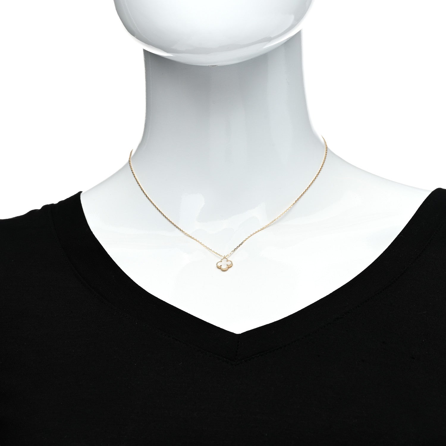 Van Cleef & Arpels 18K Yellow Gold Mother of Pearl Sweet Alhambra Pendant Necklace 2 of 6