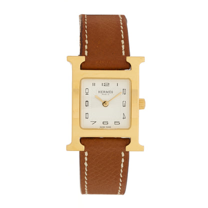 Hermes Stainless Steel Epsom 26mm Heure H Hour Quartz Watch Gold 1 of 5