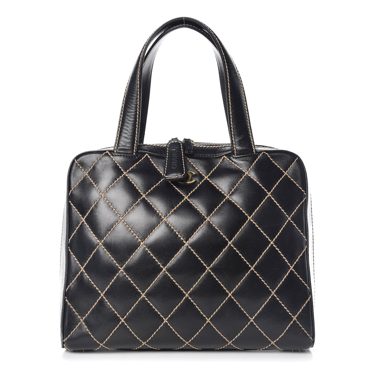 Chanel Calfskin Wild Stitch Top Handle Bag Black 1 of 21