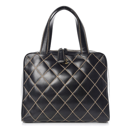 Chanel Calfskin Wild Stitch Top Handle Bag Black 1 of 21