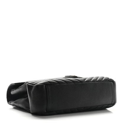 Saint Laurent Sheepskin Matelasse Chevron Monogram Large College Satchel Black 4 of 8