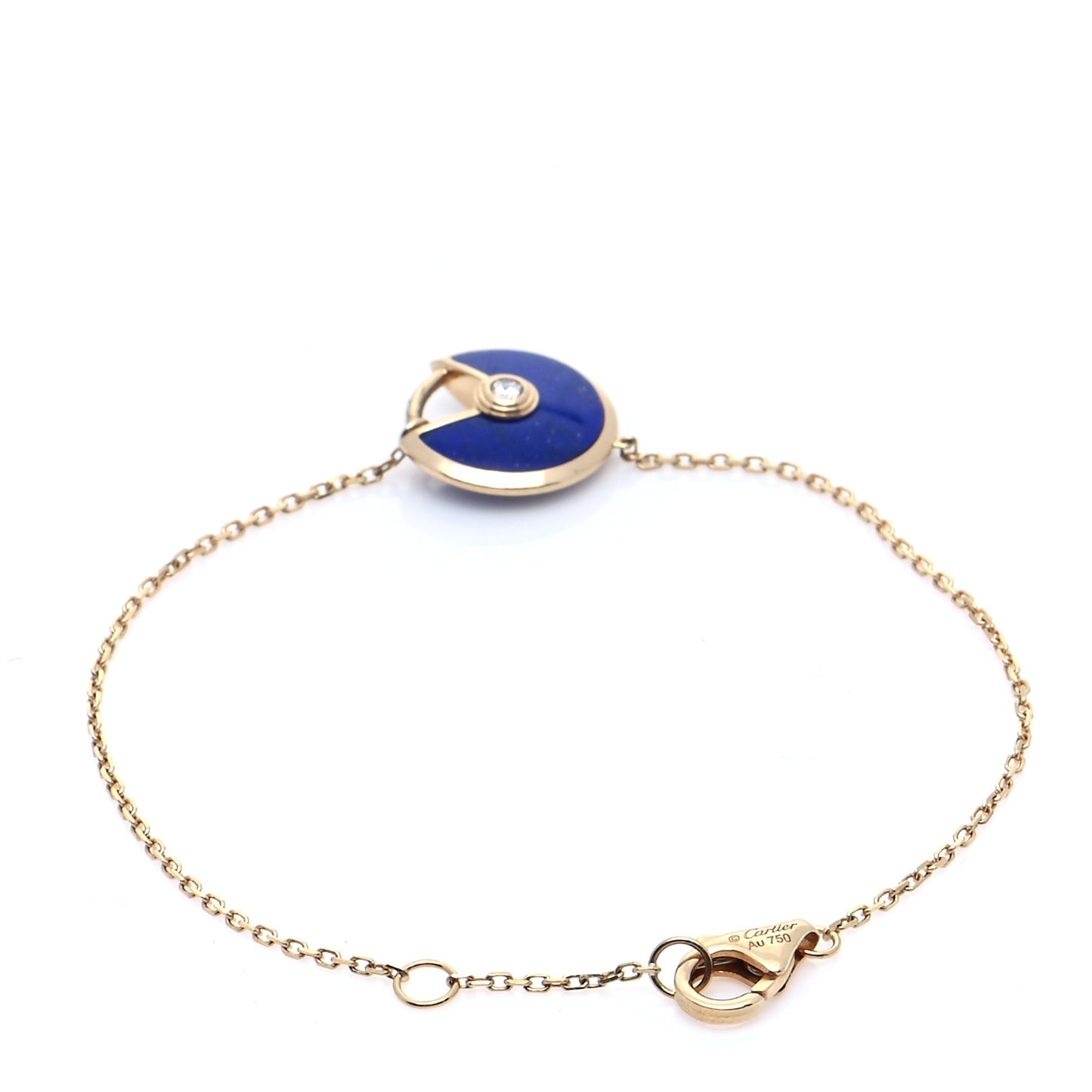 18K Yellow Gold Diamond Lapis Lazuli Amulette de Cartier Bracelet