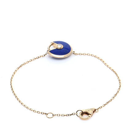Cartier 18K Yellow Gold Diamond Lapis Lazuli Amulette de Cartier Bracelet 3 of 5