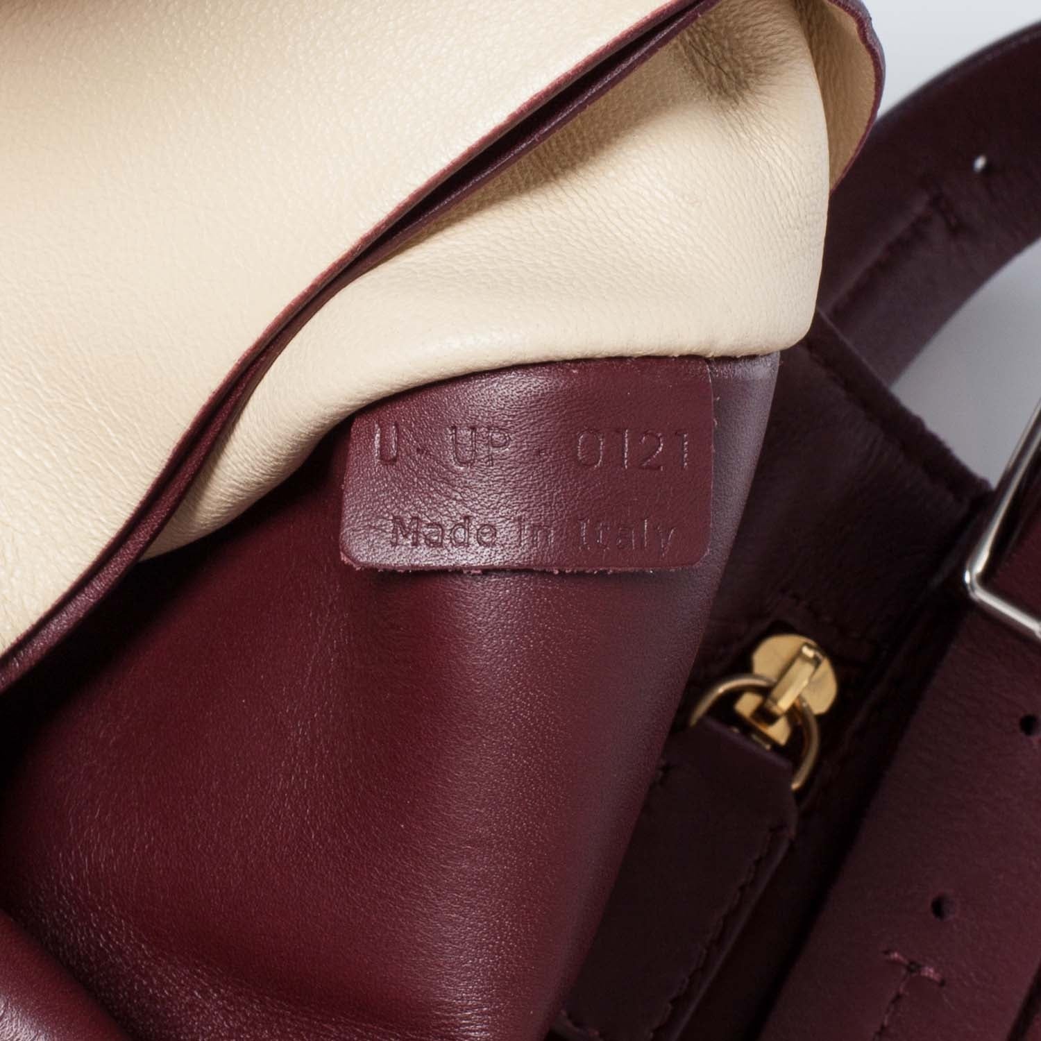 Celine Calfskin Medium Clasp Shoulder Bag Wine 5 of 9