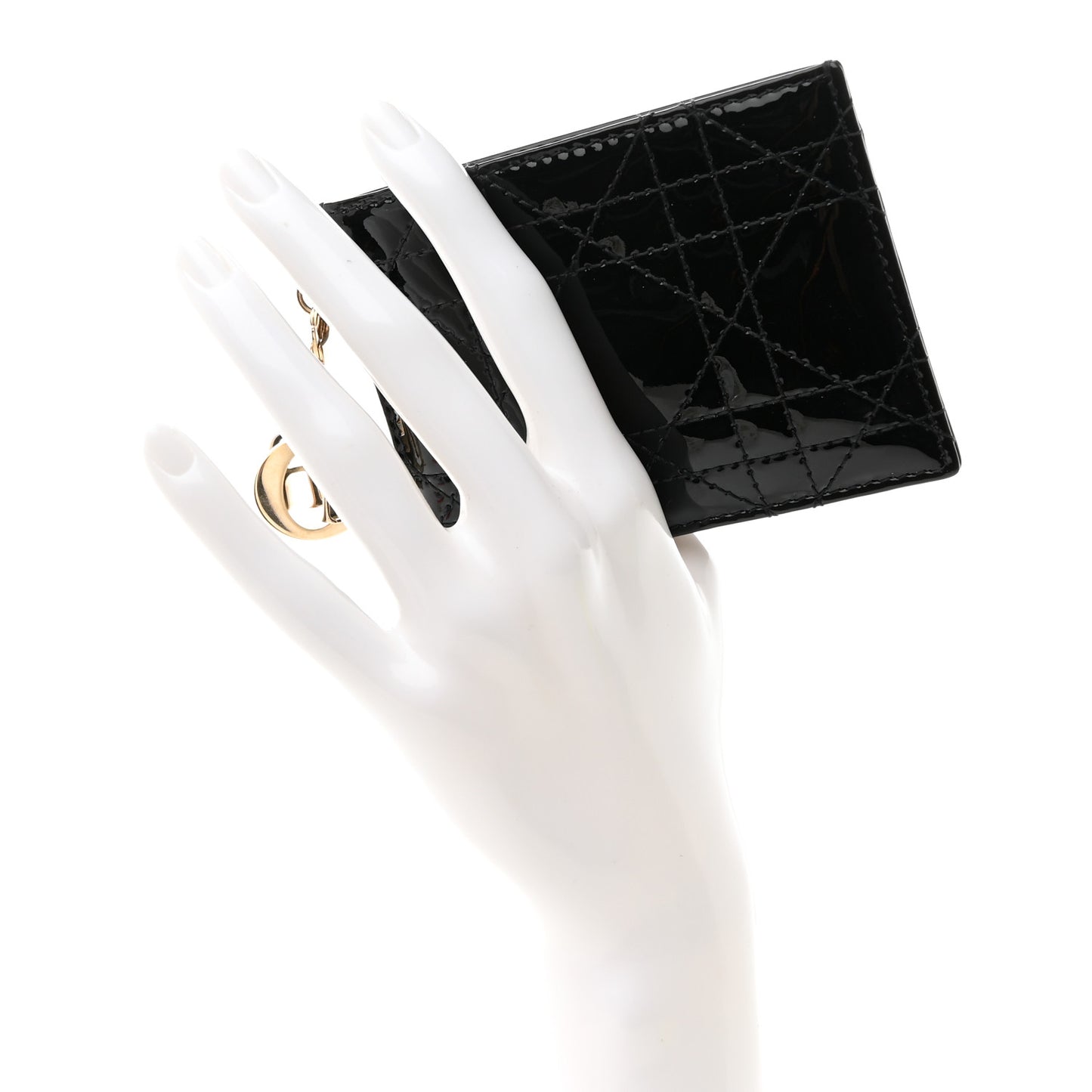 Patent Cannage Lady Dior Card Holder Black