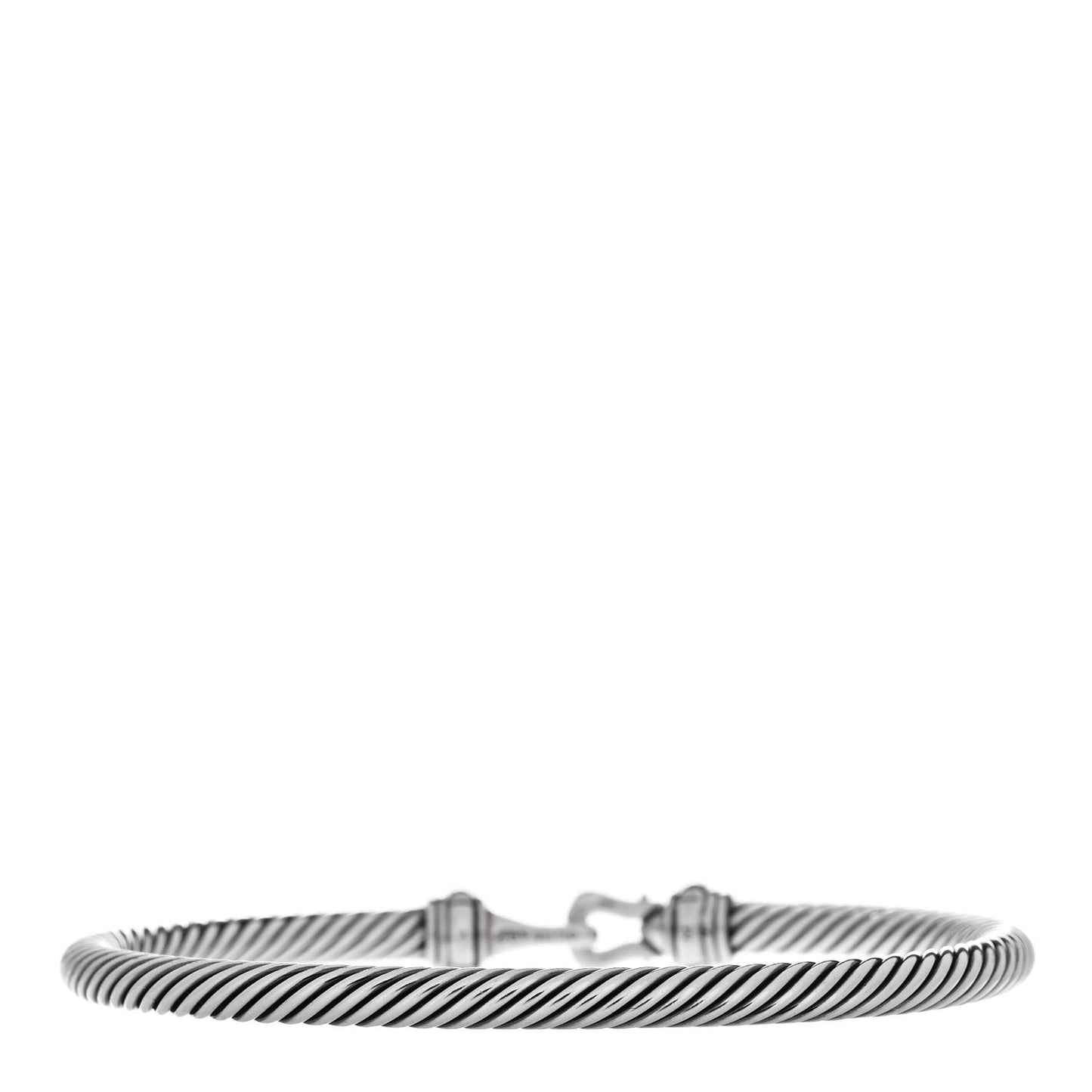 Sterling Silver 18K Yellow Gold 4mm Cable Classic Buckle Bracelet