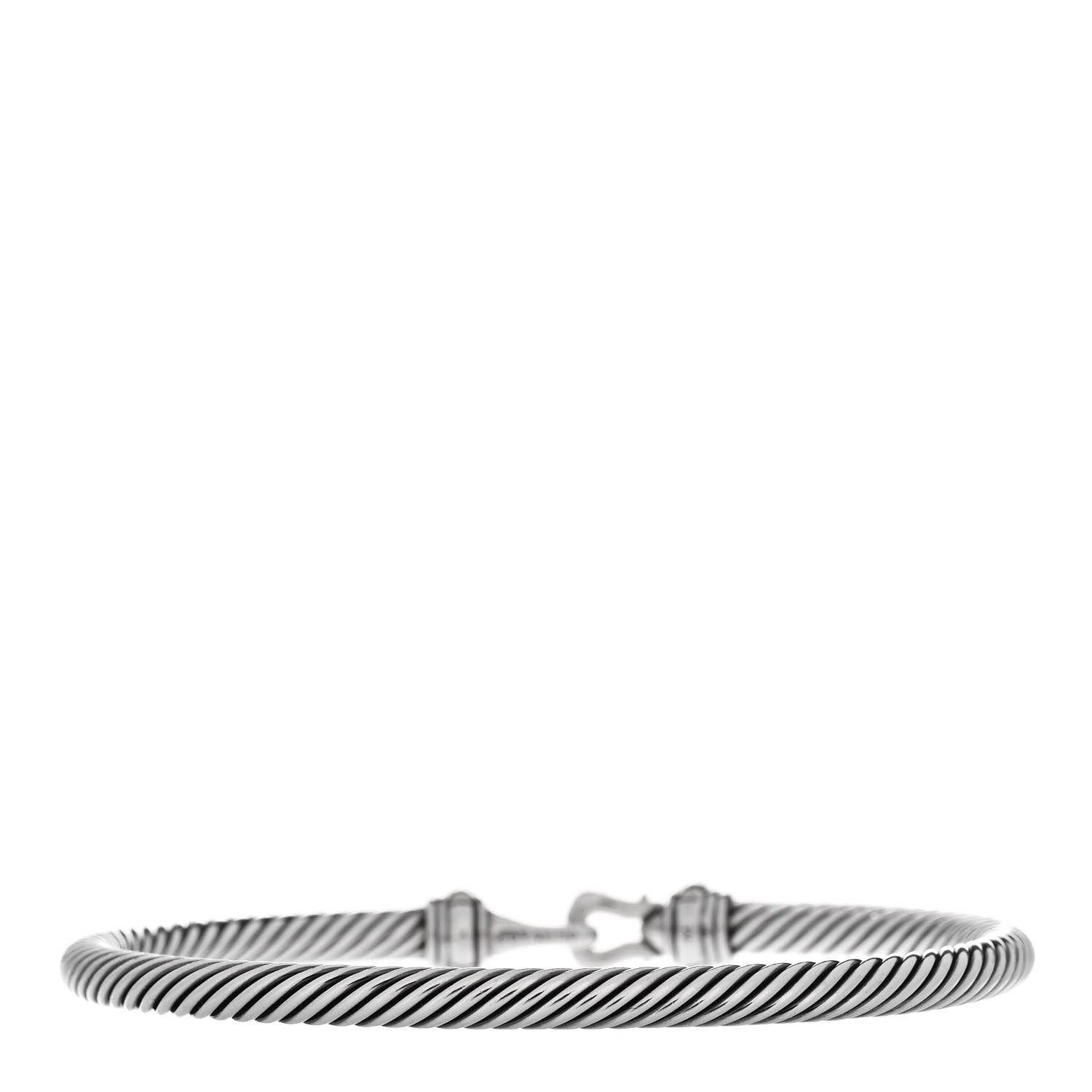 David Yurman Sterling Silver 18K Yellow Gold 4mm Cable Classic Buckle Bracelet 2 of 3