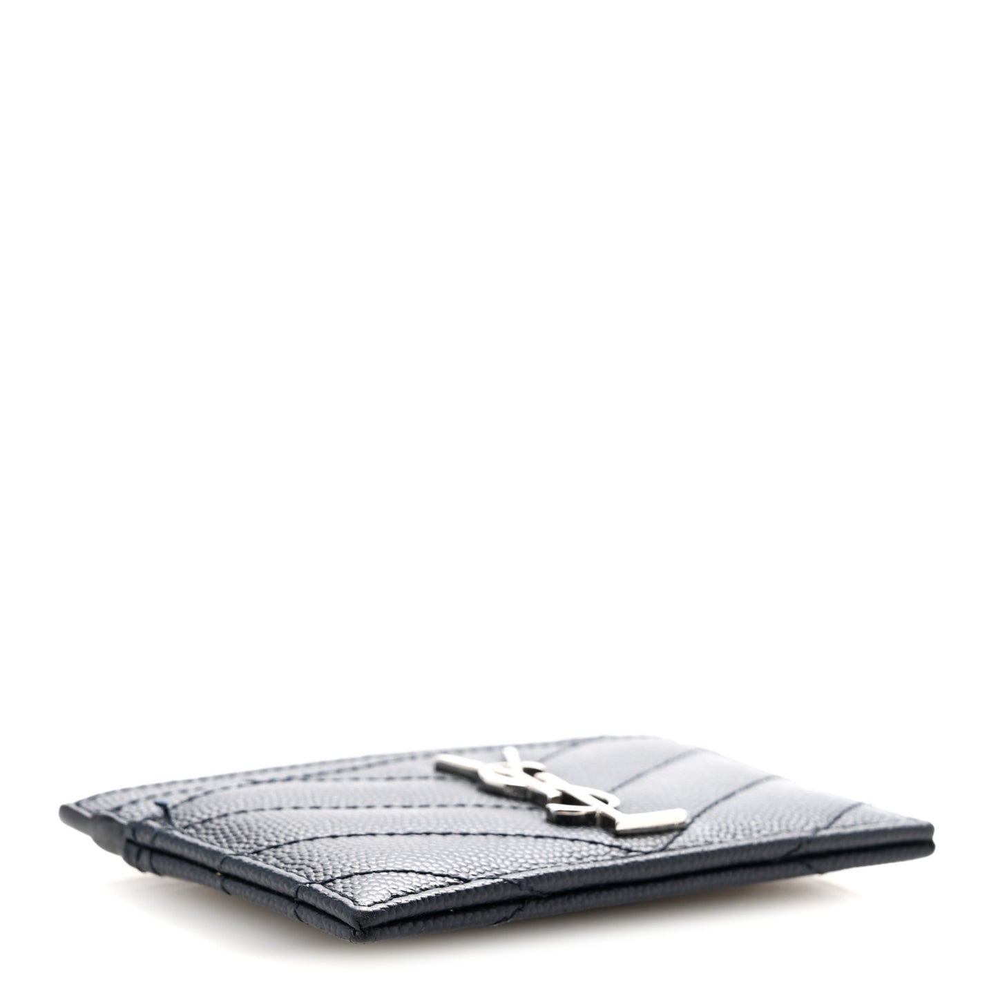 Grain De Poudre Matelasse Chevron Monogram Credit Card Case Deep Marine