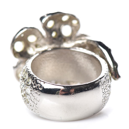 Chanel Swarovski Crystal Camellia Ring 6.5 Silver 4 of 7