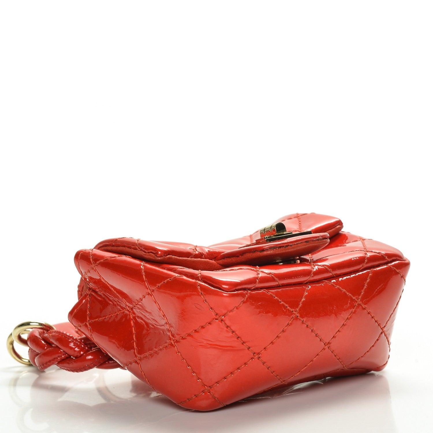 Chanel Patent Quilted 2.55 Ankle Wrist Bag Red 4 of 8