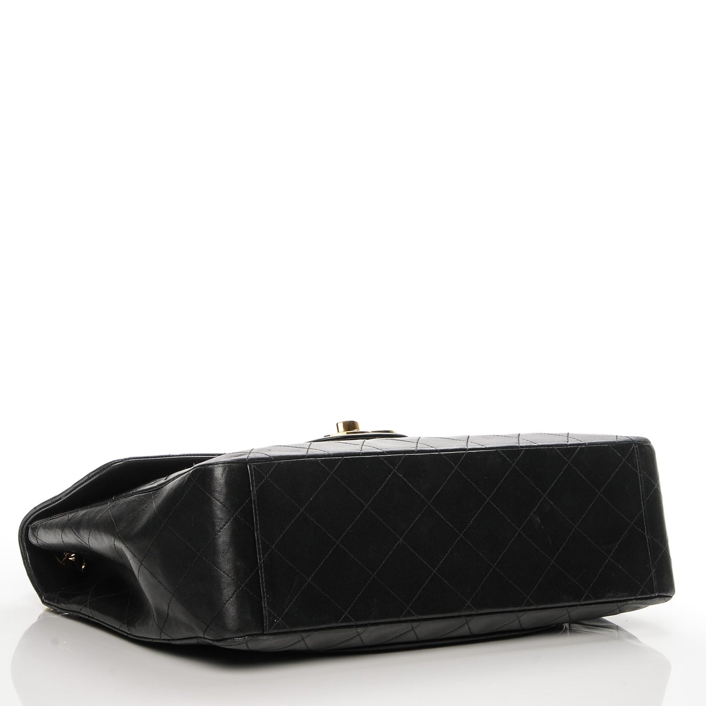 Lambskin Quilted XL Jumbo Single Flap Black