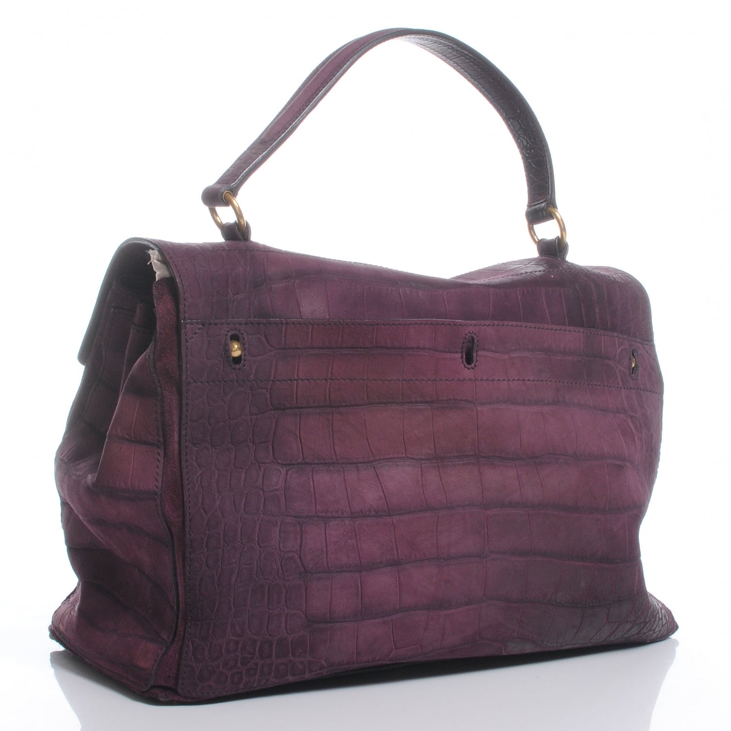 Saint Laurent Suede Crocodile Embossed Large Muse Two Purple 3 of 7