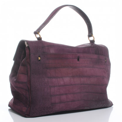 Saint Laurent Suede Crocodile Embossed Large Muse Two Purple 3 of 7