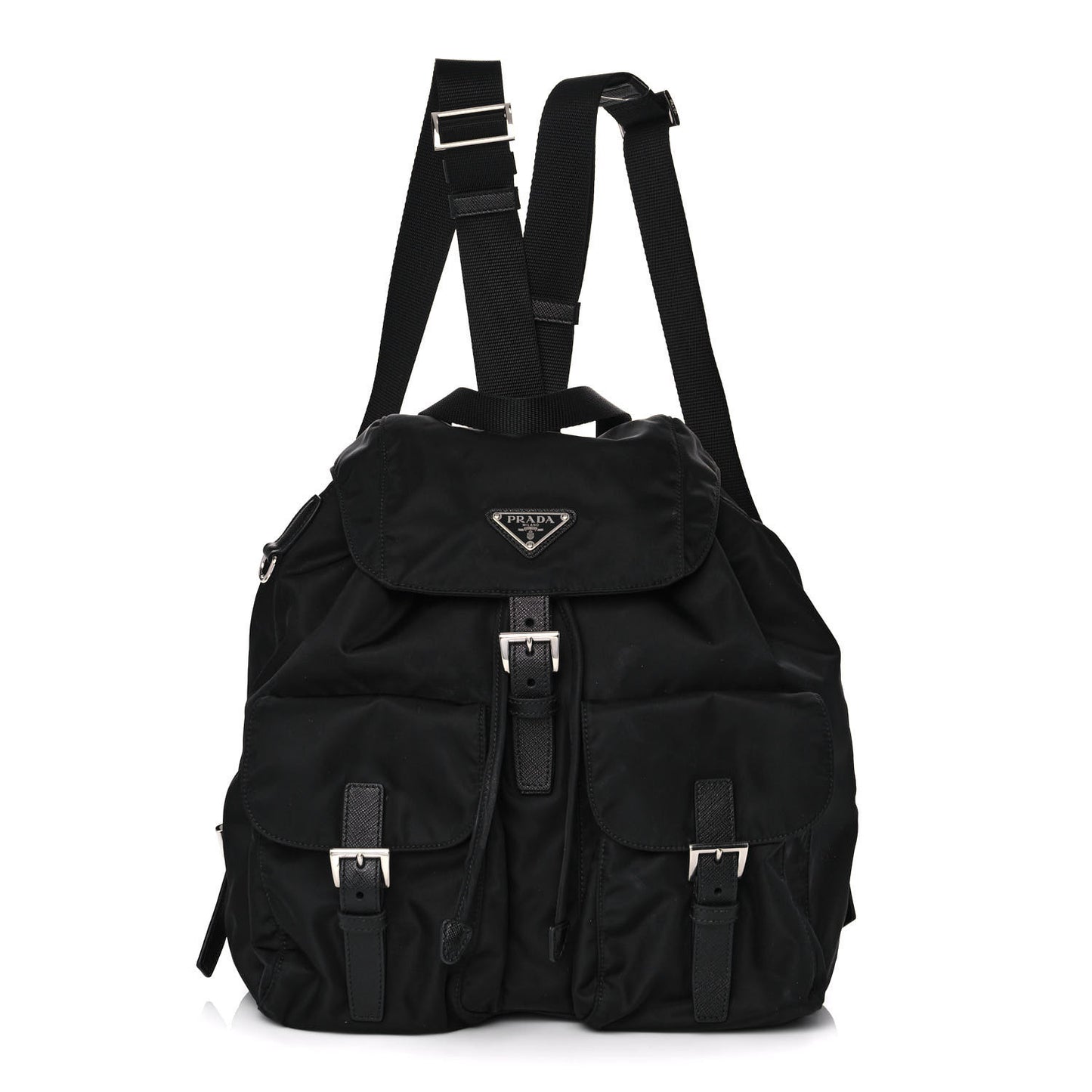 Tessuto Nylon Saffiano Medium Backpack Black