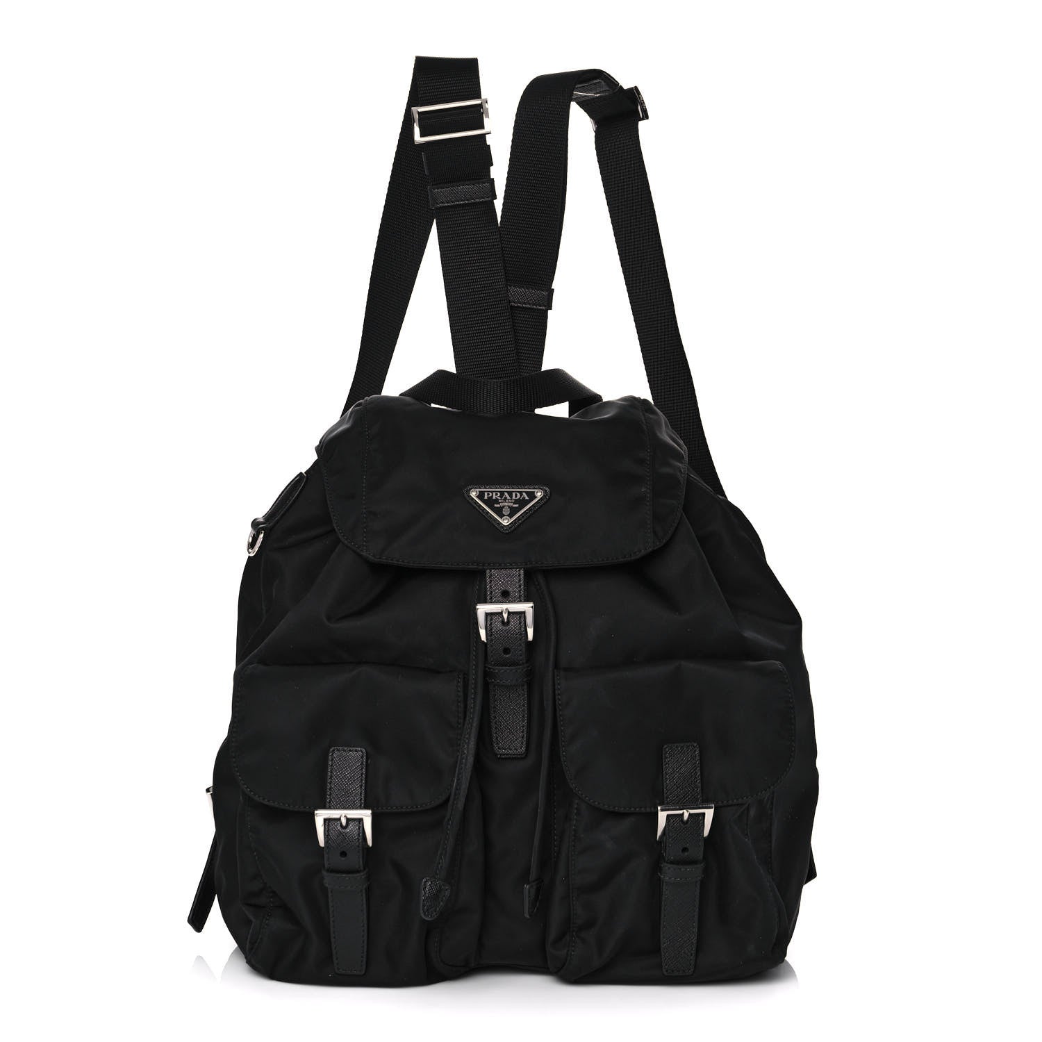 Prada Tessuto Nylon Saffiano Medium Backpack Black 3 of 16