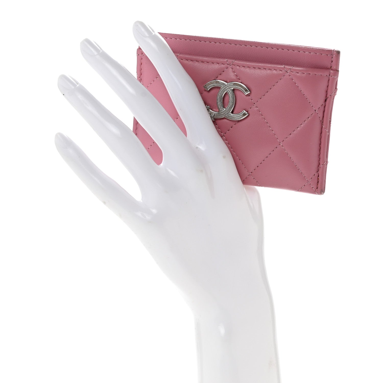 Chanel Lambskin Quilted Crystal Star Card Holder Pink 2 of 11