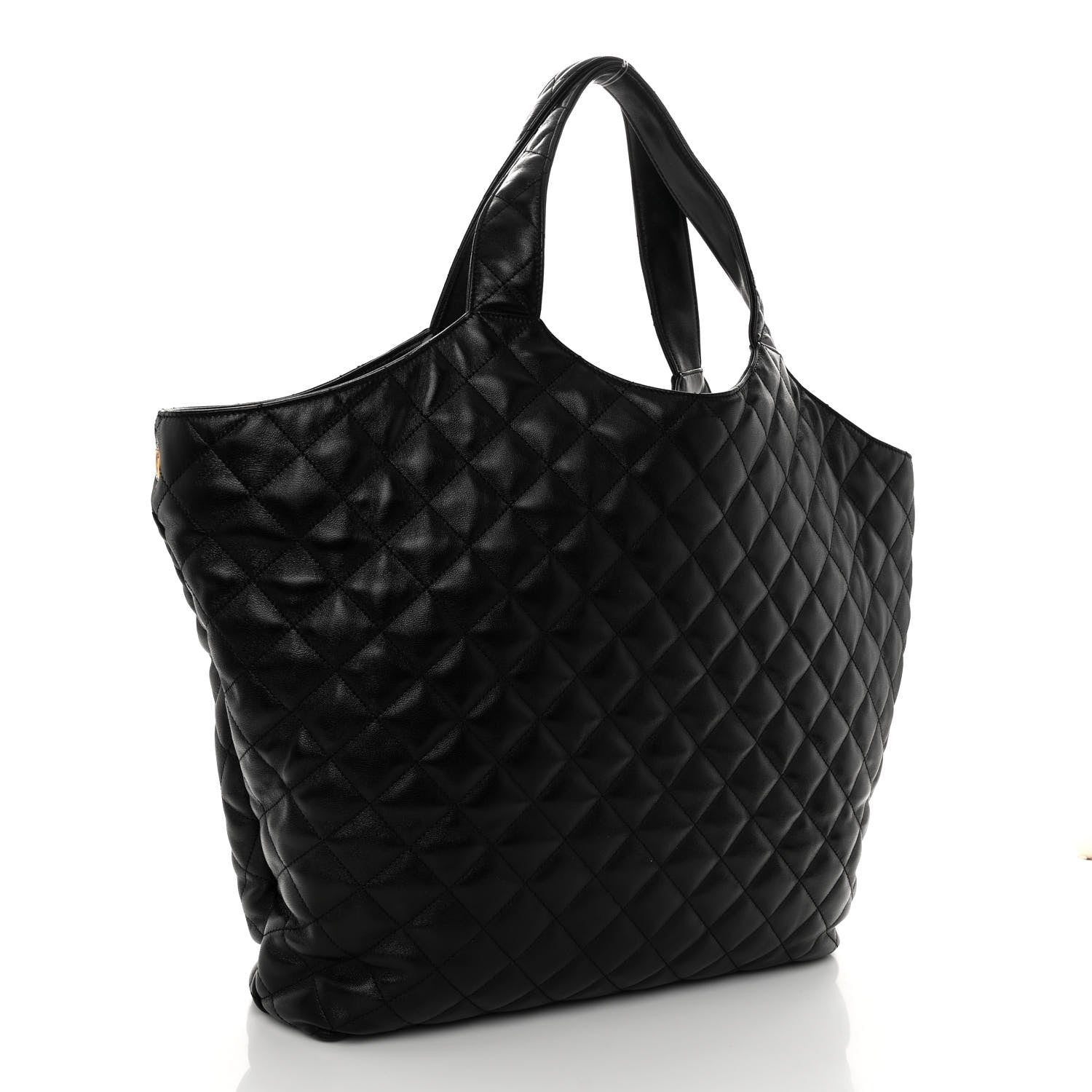 Saint Laurent Lambskin Quilted Maxi Icare Shopping Tote Black 4 of 10