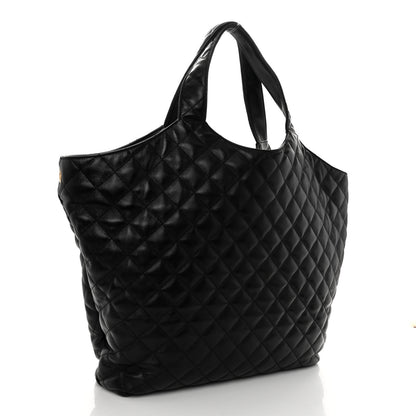 Saint Laurent Lambskin Quilted Maxi Icare Shopping Tote Black 4 of 10