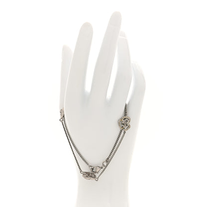 Chanel Crystal Camellia Chain Choker Necklace Silver 2 of 4
