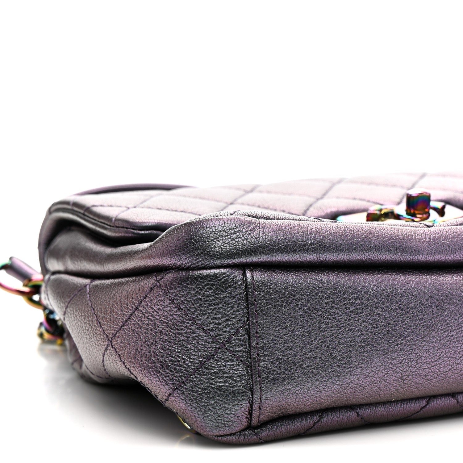Chanel Iridescent Goatskin Quilted Small Double Carry Waist Chain