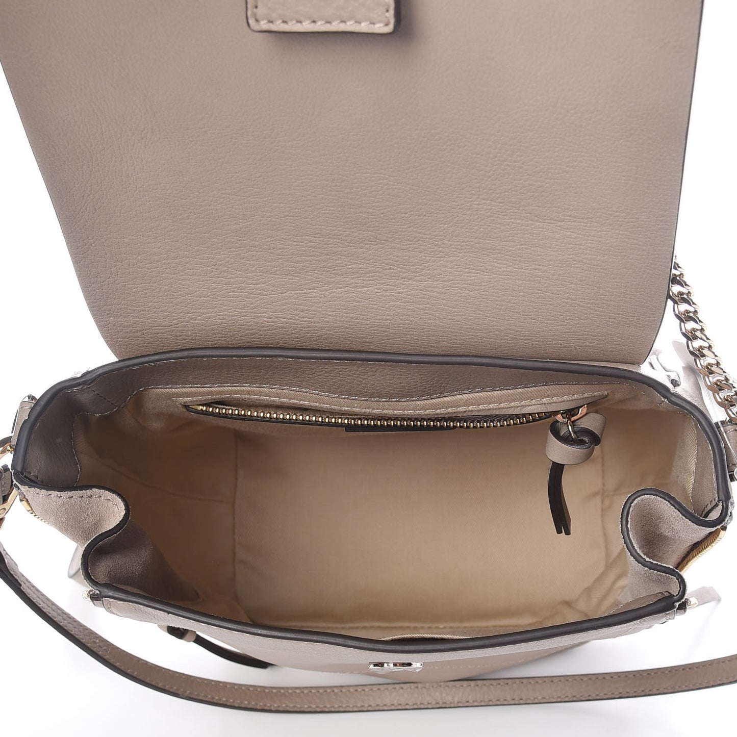 Suede Calfskin Small Faye Backpack Motty Grey