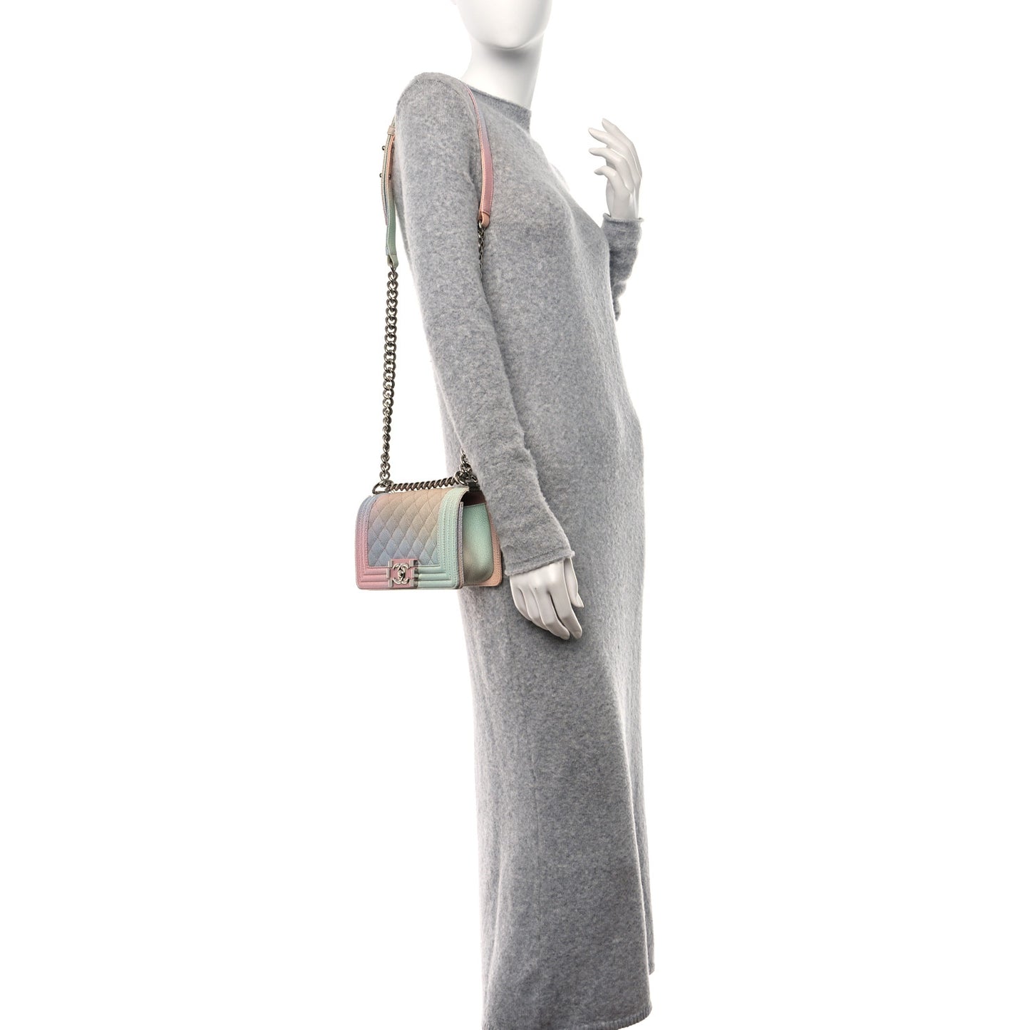 Caviar Quilted Small Rainbow Boy Flap Multicolor