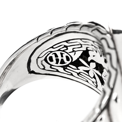 John Hardy Sterling Silver White Quartz White Sapphire Batu Bedeg Ring 52 6 5 of 7