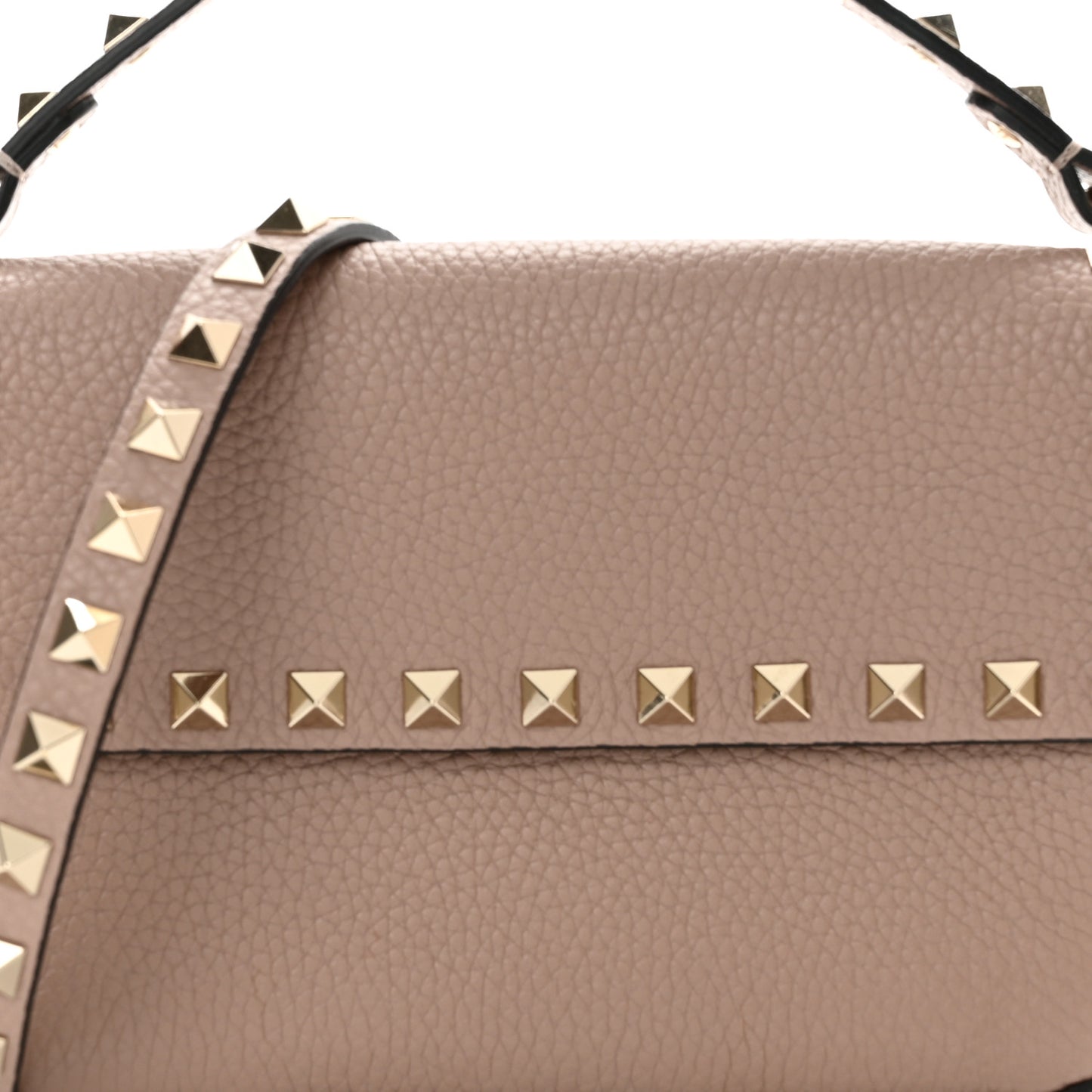 Grainy Calfskin Rockstud Crossbody Pouch Poudre
