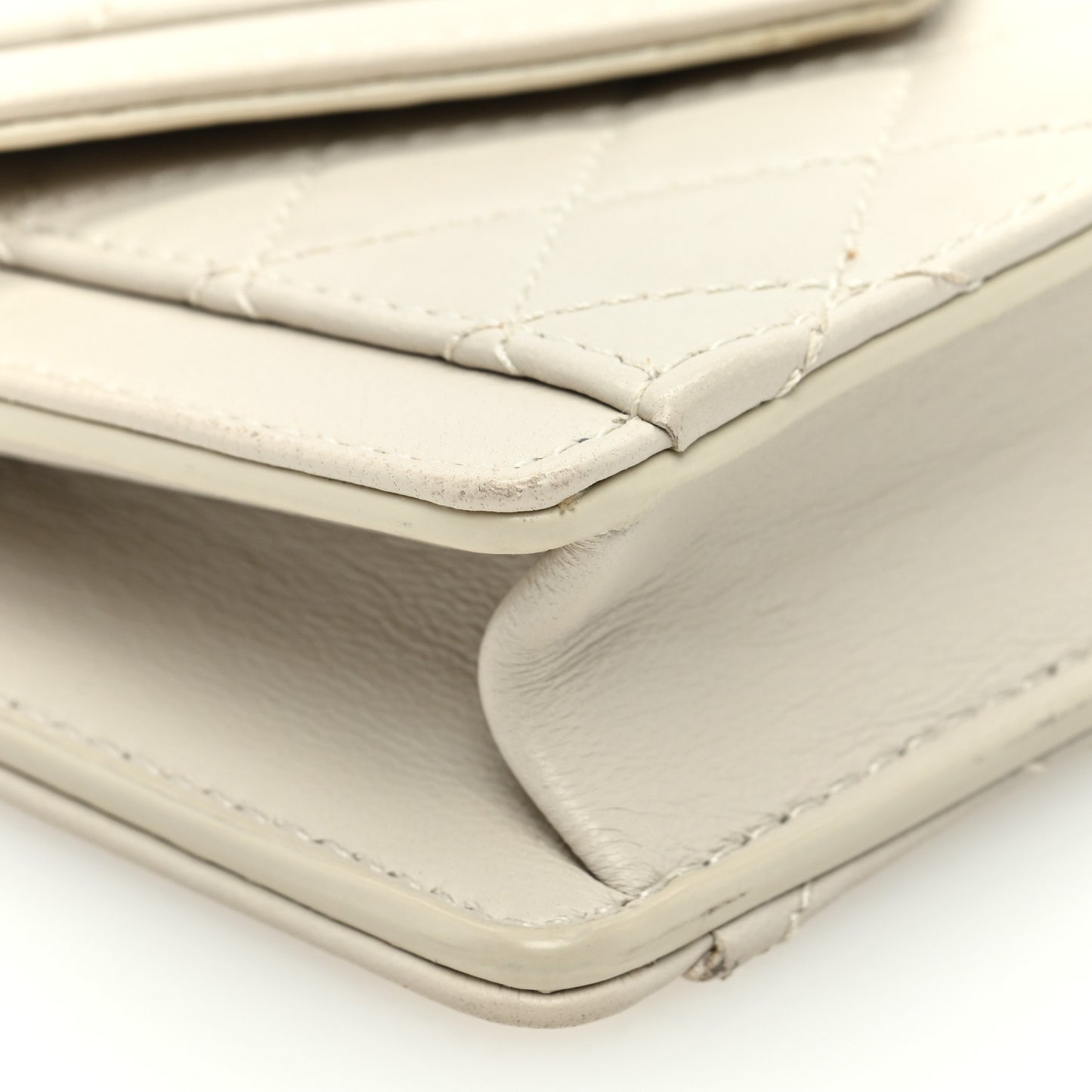 Lambskin Quilted Monogram Micro Gaby Crossbody Bag Blanc Vintage