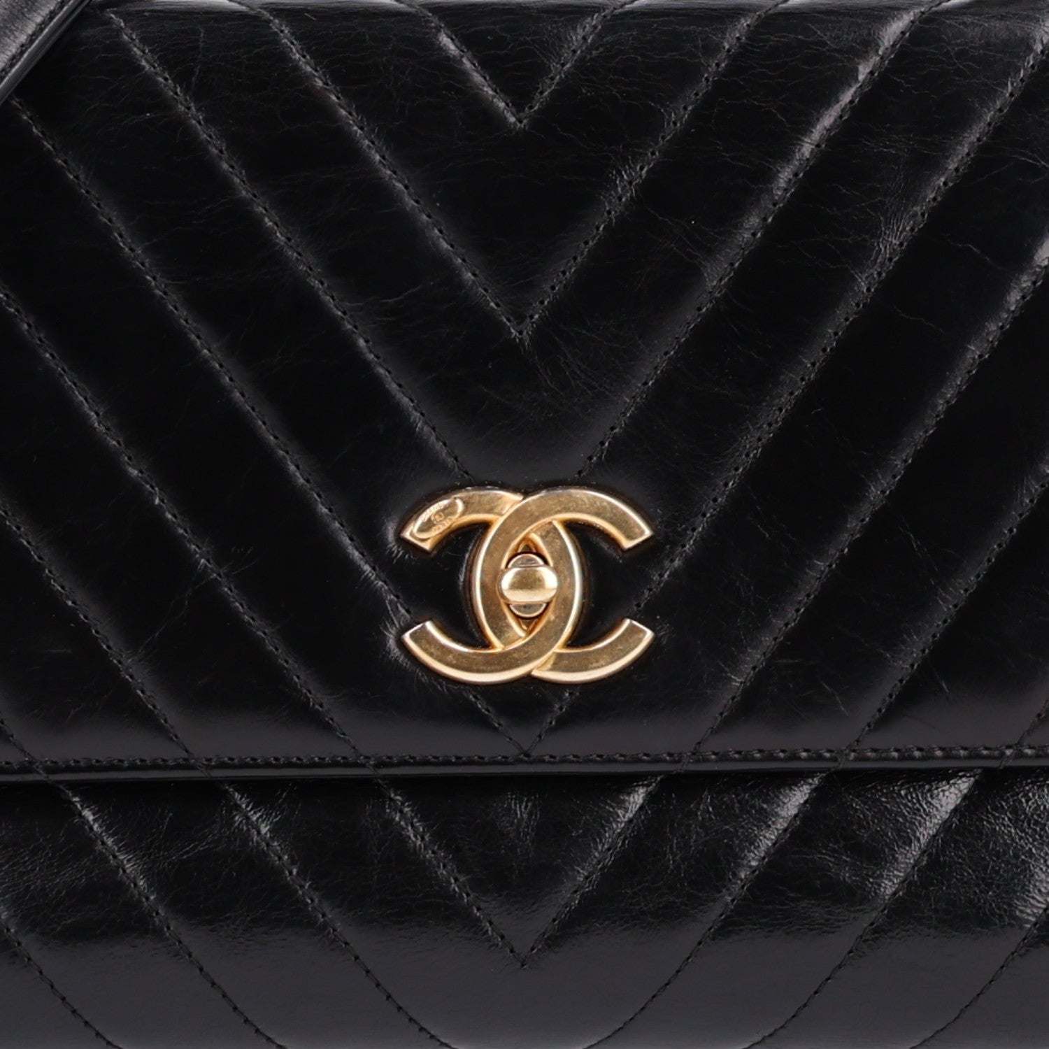 Chanel Aged Calfskin Chevron Quilted Small Coco Handle Flap Black 9 of 11