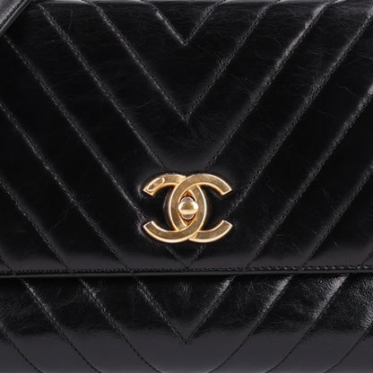 Chanel Aged Calfskin Chevron Quilted Small Coco Handle Flap Black 9 of 11