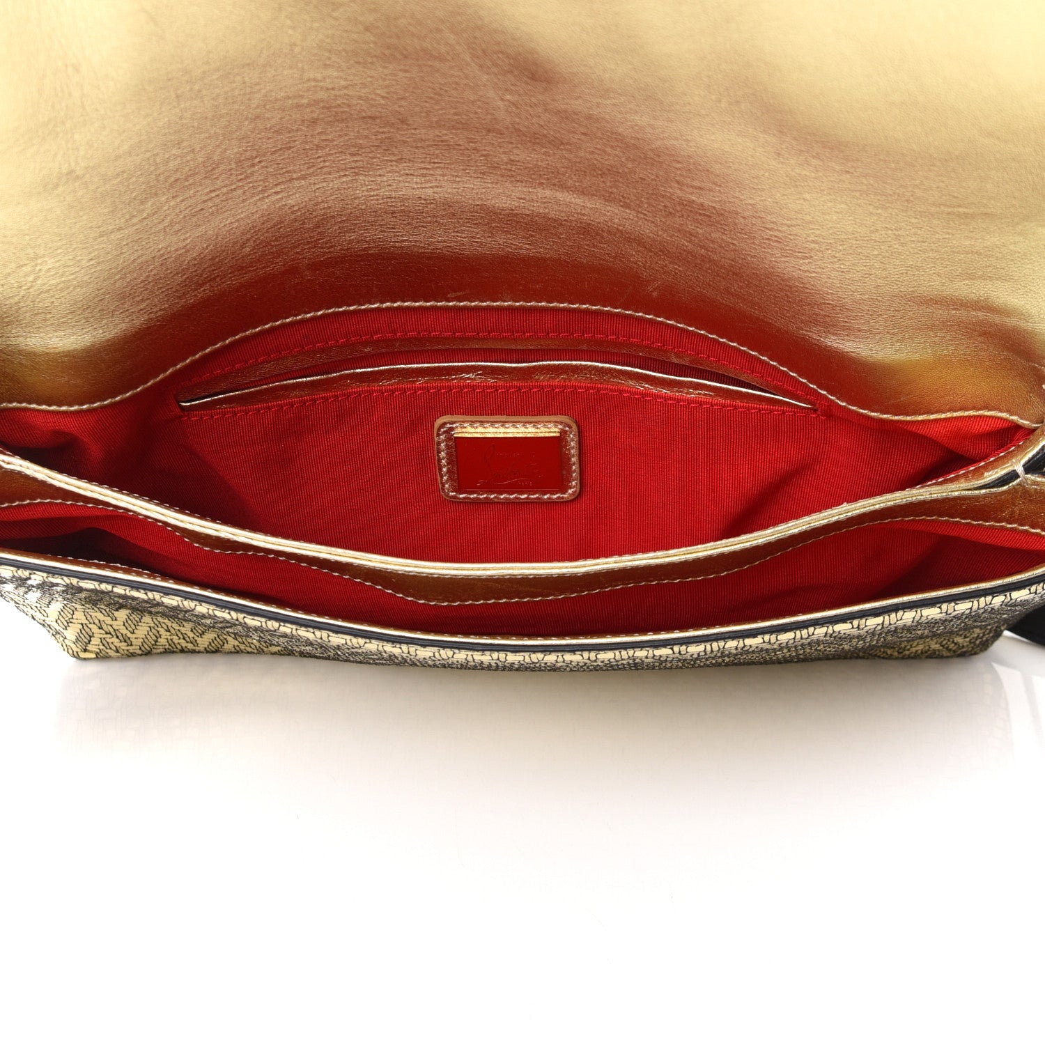 Christian Louboutin Laminated Specchio Chevron Rougissime Clutch Gold 5 of 11