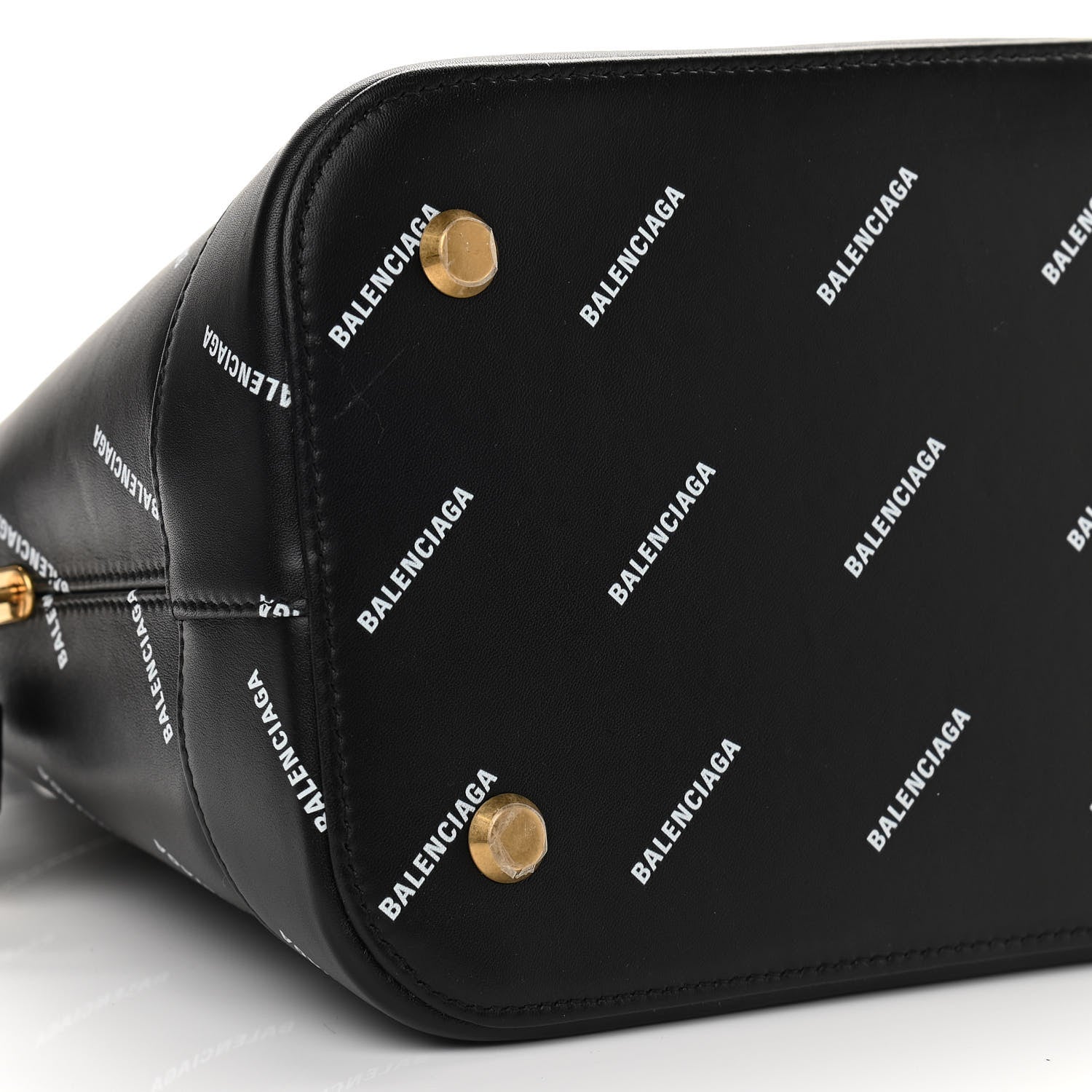 Balenciaga Calfskin Allover Logo M Ville Top Handle Bag Black 9 of 11
