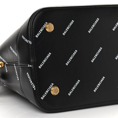 Balenciaga Calfskin Allover Logo M Ville Top Handle Bag Black 9 of 11
