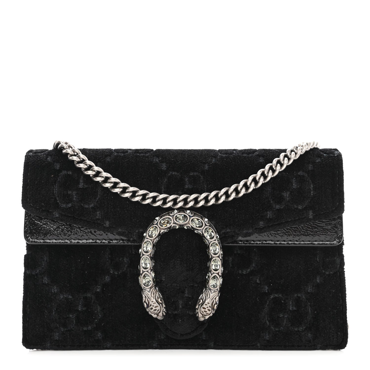 Gucci Velvet GG Monogram Super Mini Dionysus Shoulder Bag Black 1 of 10