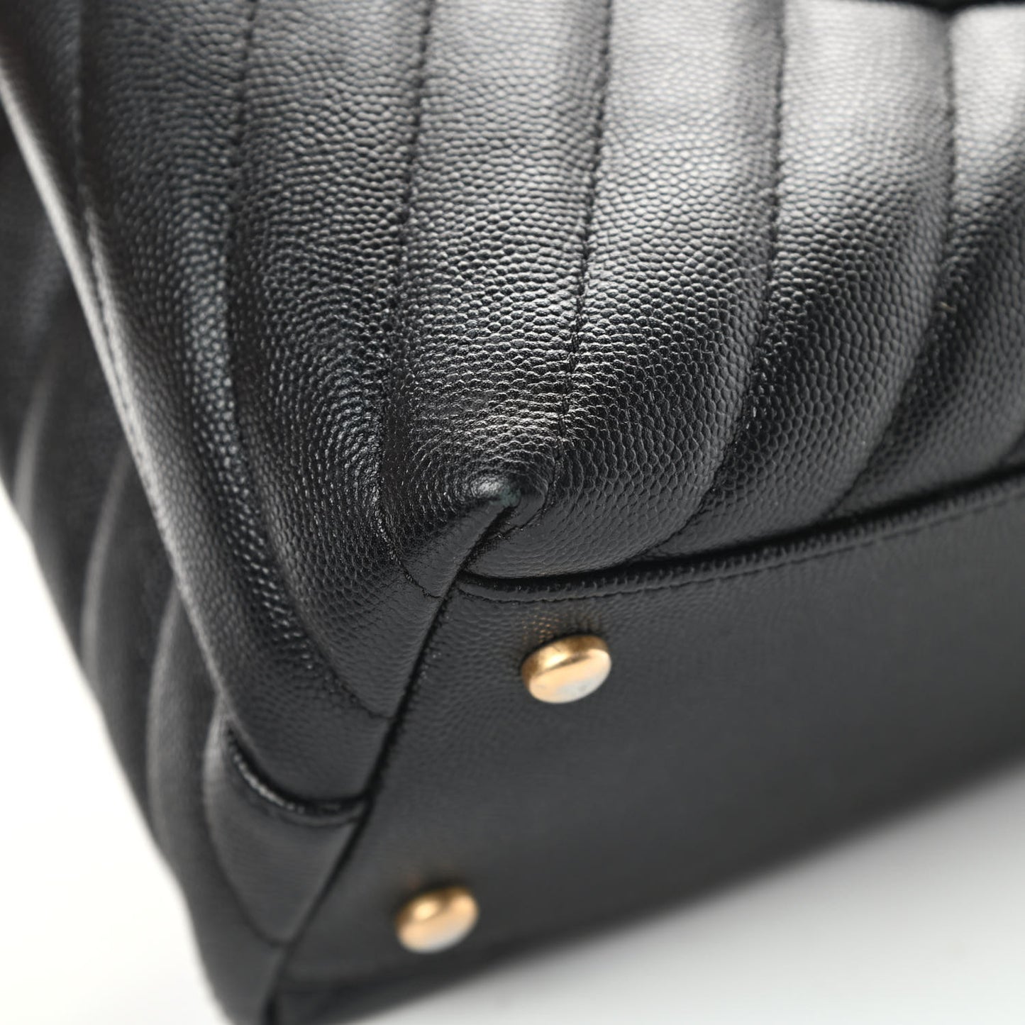 Caviar Chevron Quilted Medium Coco Handle Flap Black