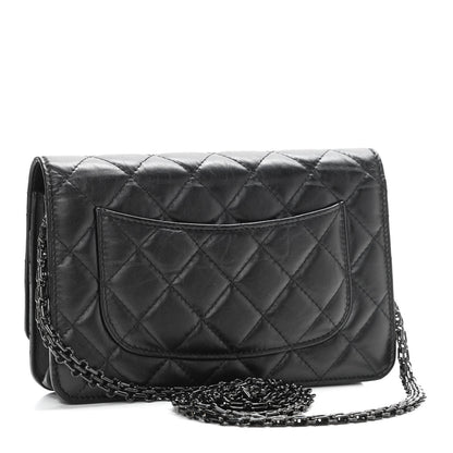 Chanel Aged Calfskin Quilted Reissue Wallet On Chain WOC So Black 3 of 12
