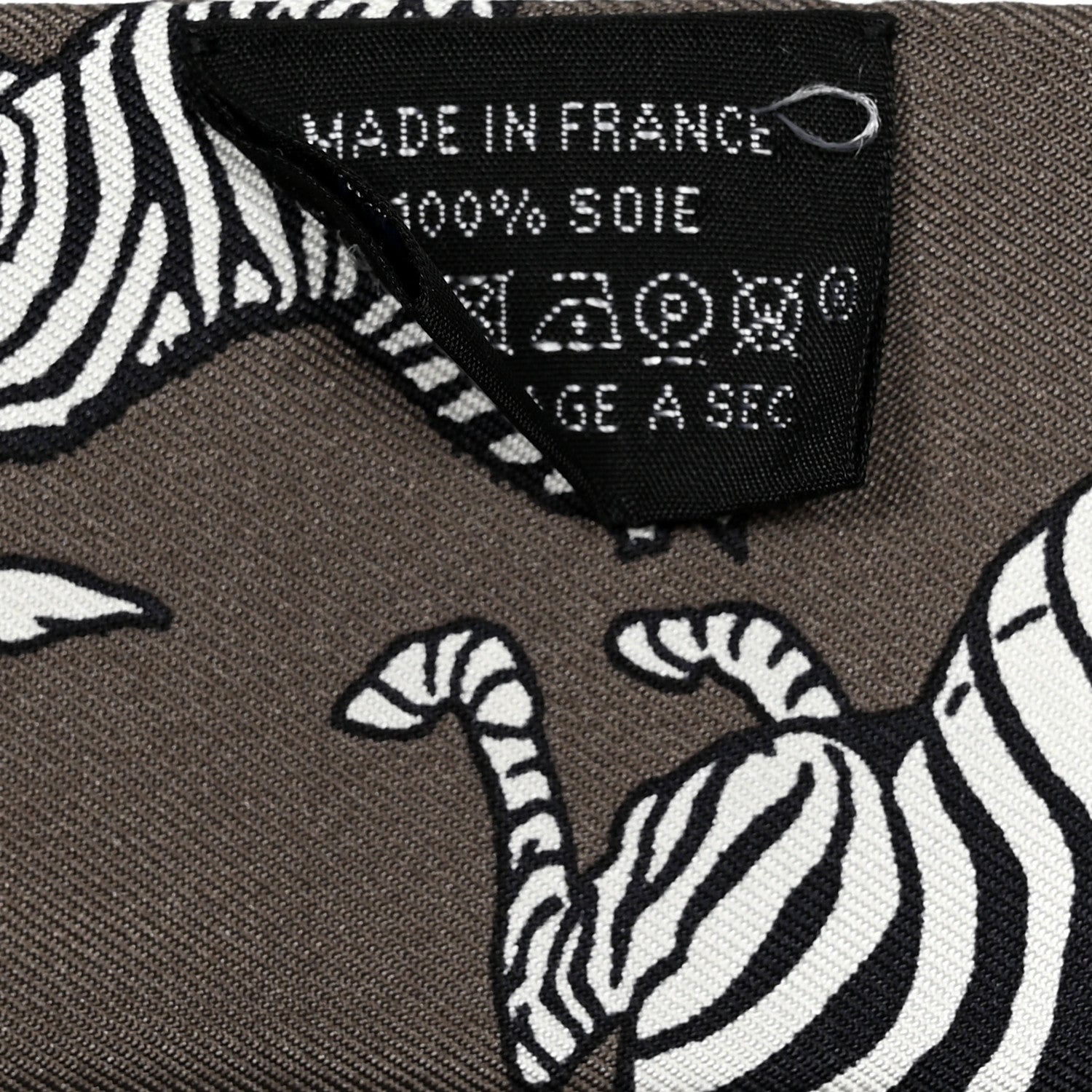 Hermes Silk Les Zebres Twilly Gris Taupe Black White 4 of 4